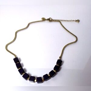 Arts & Craft Division Of Merx Jewelry Gold Tone Chain With Square Stone Beads